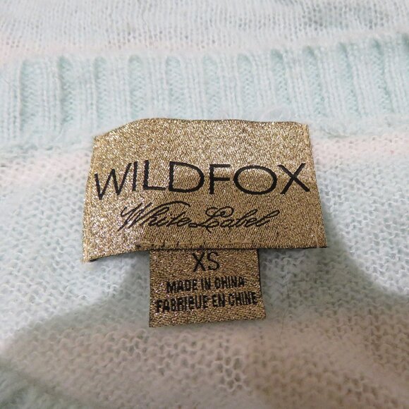 WILDFOX White Label Bridgette Heart Lake House Striped Sequin Sweater Aqua White - Picture 14 of 15